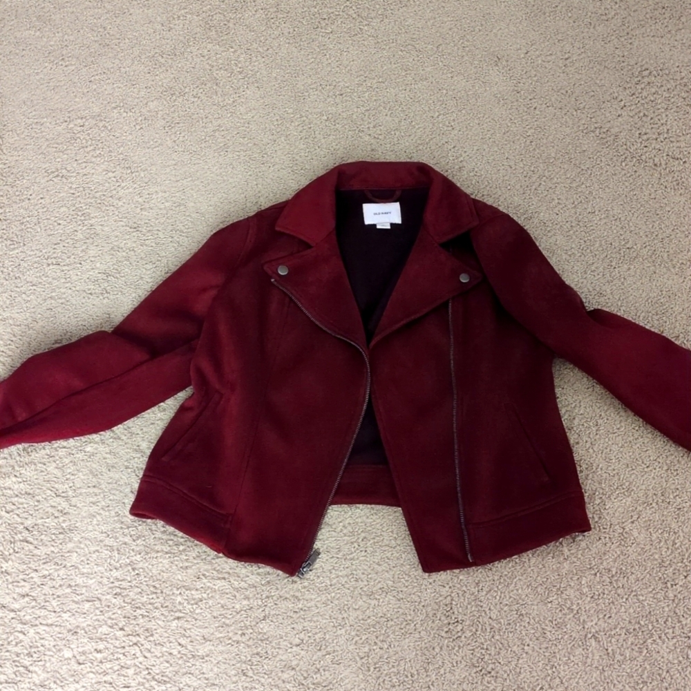 Deep Red Faux Suede Jacket